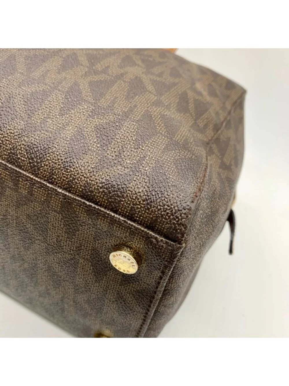 Michael Kors Large Brown Monogram Coated Canvas Kirby Satchel